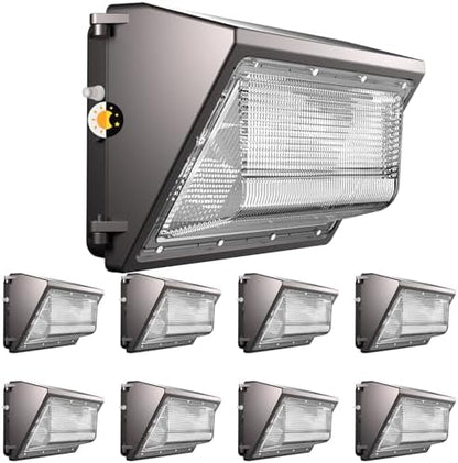 Lightdot 8 Pack 250W LED Wall Pack Lights, Wall Mount Outdoor Exterior Lighting, 100-277V, 37500LM Dusk-to-Dawn, IP65 ETL, 70ft Coverage Area, Parking Lots, Building Exteriors, Yard/Warehouse