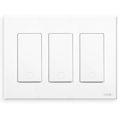 MOES Smart Single Pole Light Switch, 2.4GHz WiFi Wall Switch, Needs Neutral Wire, Multi-Control, Smart Life/TUYA APP Control, Voice Control with Alexa/Google Home, White 3 Gang