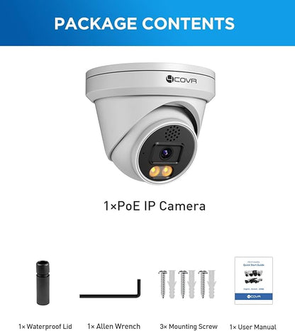 4COVR 4K PoE Dome Camera with Spotlight Color Night Vision, 8MP Wired Surveillance IP Security Camera Outdoor, Smart AI Human/Vehicle Detection, Two-Way Talk, Up to 256GB microSD Card, LY97KA8MA