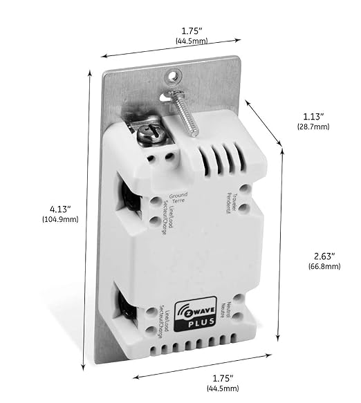 Bryant Electric IDEVZ01DW ZWave Enabled RF Decorator Switch 960W Incandescent, 1800W CFL/LED, Z-Wave Hub Required, 15A, 120VAC, White