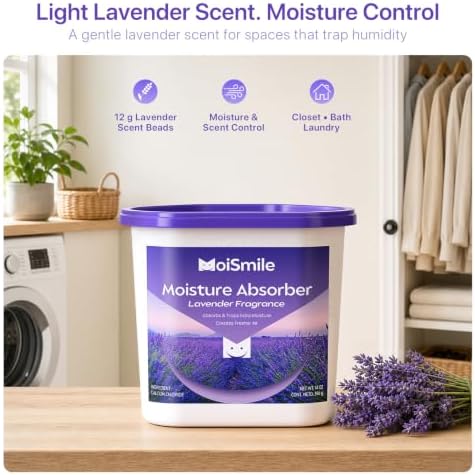 Large Moisture Absorber Buckets, 14 oz Each, Lavender Scent, 4 Pack