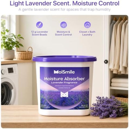 Large Moisture Absorber Buckets, 14 oz Each, Lavender Scent, 4 Pack