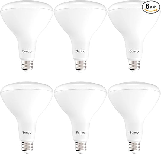 Sunco 6 Pack BR40 LED Light Bulbs, Indoor Flood Lights, Recessed Can Light Bulb, 1400 LM, 17W (100W Equivalent), 6000K Daylight Deluxe, Dimmable, E26 Base, for Home, Bedroom, Kitchen UL