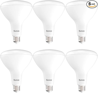 Sunco 6 Pack BR40 LED Light Bulbs, Indoor Flood Lights, Recessed Can Light Bulb, 1400 LM, 17W (100W Equivalent), 2700K Soft White, Dimmable, E26 Base, for Home, Bedroom, Kitchen UL