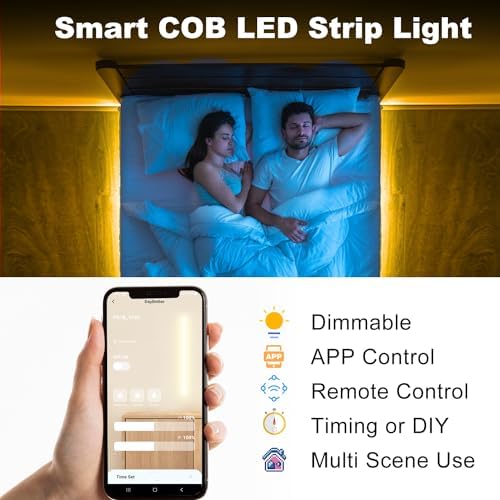 DAYBETTER COB LED Strip Lights,LED Lights for Bedroom 32.8ft,Warm White
