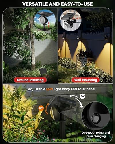 Focusing Solar Spot Lights Outdoor Waterproof, RGB+3CCT Tree Uplights 12Pcs