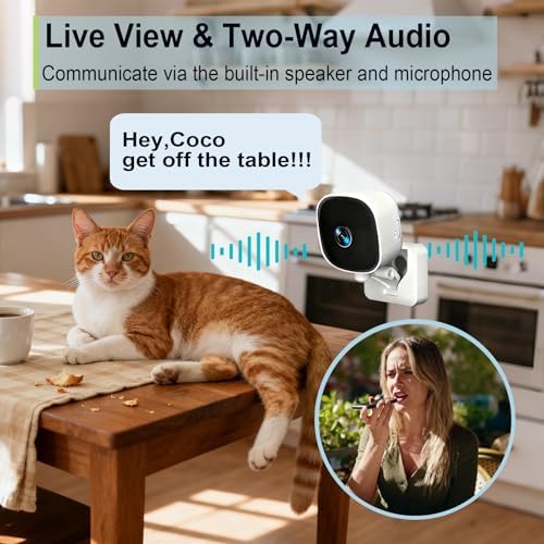 Security Camera Indoor, 2K HD WiFi Cameras for Home Security, Pet/Dog/Baby Camera Monitor with Phone app, 2-Way Audio, Night Vision, 24/7 SD Card Storage, Compatible with iOS & Android(2.4G Only)