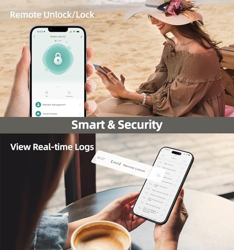 Keyless Fingerprint Door Lock Set: HEANTLE WiFi Front Door Lock with Handles - Alexa Smart Electronic Digital Keypad Deadbolt Sets App Remote Control Auto Satin Nickel