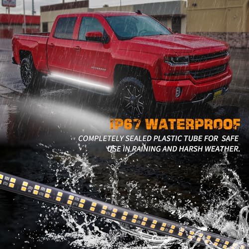 XRIDONSEN 2PCS 70 inch Running Board Emergency Lights White Strobe Lights