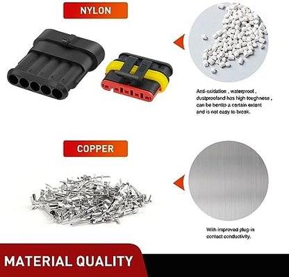 Nilight 220PCS 5 Pin Electrical Connector ‎Plug with Male Female Terminals