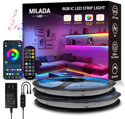 COB RGB Smart IC Strip Lights 40FT Color Flowing Strip Light