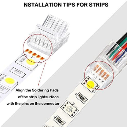 Flutesan 20 Pcs 4 Pin 12 mm LED Strip Connector RGB Lights