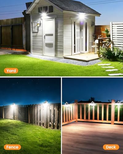 Clip On Solar Lights Outdoor,Motion Sensor Outdoor Lights, 72LEDs 600LM Clip on Solar Fence Lights Outdoor Waterproof LED,Solar Lights for Wall Fence,Deck, Gutter,Camping (2, White)