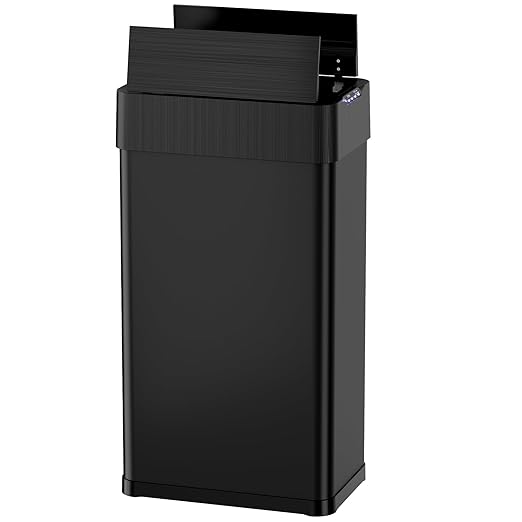 Automatic Trash Can,18.5 Gallon Touchless Motion Sensor Trash Bin, Smart Garbage Can with Soft-Close Lid, Bag Retainer Ring and Display Light,for Kitchen,Living Room Office (Black, 70L)