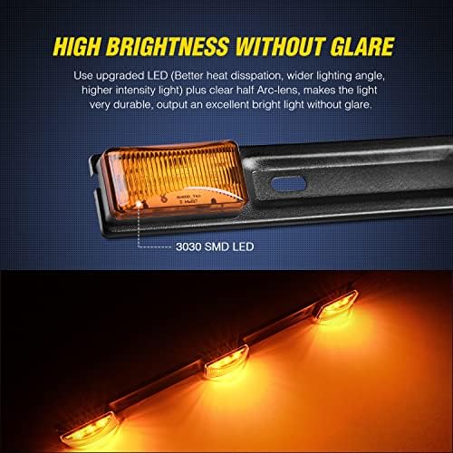 Nilight 14.2" 9 LED Trailer Light Bar Amber Clearance Marker Rear Lights