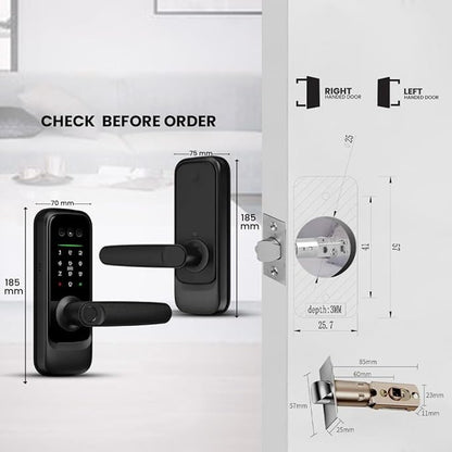 3D Face Recognition Smart Door Lock with Camera, Video Doorbell & Intercom– Keyless Entry Deadbolt with Face ID, Palm Vein, Fingerprint, Passcode, Card, Tuya App & Key, Auto-Lock, Mortise Latch, Home