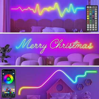 AILBTON 20Ft LED neon Lights with Remote APP Control IP65 Waterproof Flexible Neon Strip Lights 24V RGB Rope Lights for Bedroom Room Outdoors Décor