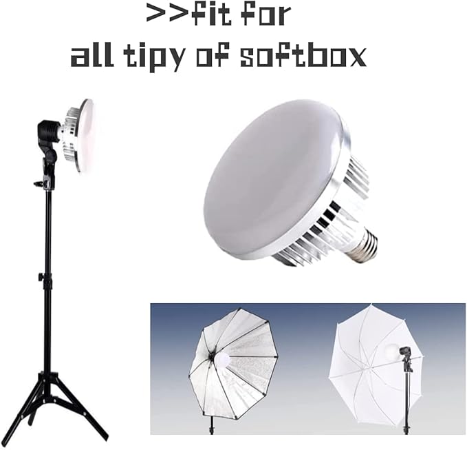 1Pack 85W Photography Light Bulb 3000-6000K Dimmable Tricolor LED Bulbs for Softbox Bulb in E27/26 Socket for Photography Photo Video Studio Lighting…