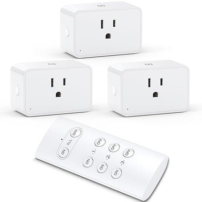 G-Homa Wireless Electrical Outlets with Remote Control, 1875W/15A, 100FT Range, ETL Listed - 3 Sockets + 1 Remote