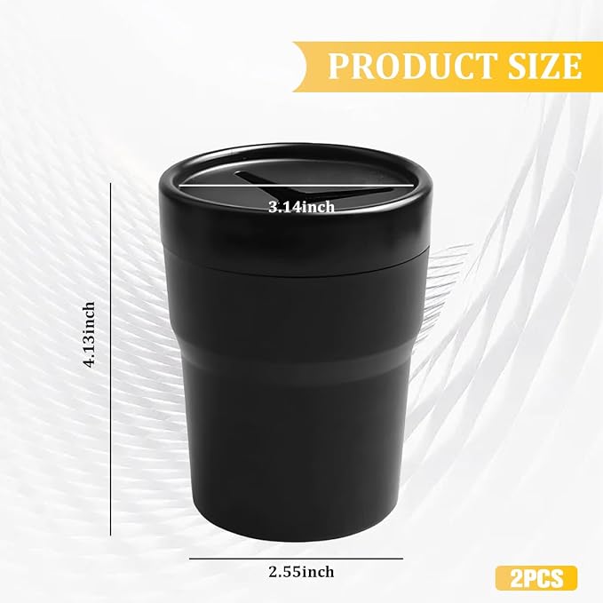 Car Trash Can with Lid, 2PCS Leakproof Vehicle Cup Holder Garbage Bin Storage Organizer, Portable Automotive Interior Trash Container Bin, Universal for SUV RV Lorry