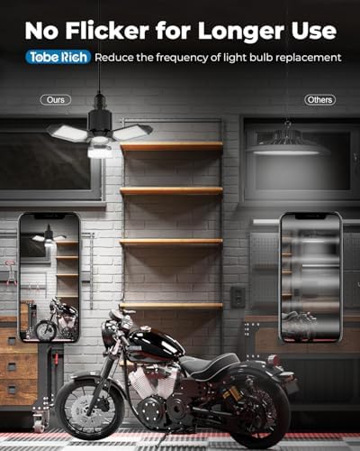 toberich LED Garage Lights 6 Pack, 8000LM Shop Lights 6500K