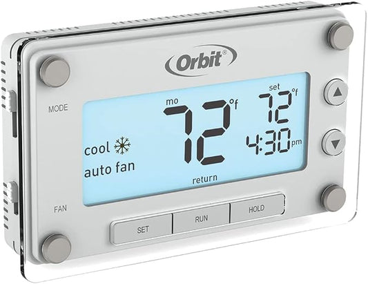 Orbit Clear Comfort Programmable Thermostat, Large Display, White - 83521 | Programmable Thermostat with Large Easy-to-Read Display for Simple Home Climate Control & Energy Savings