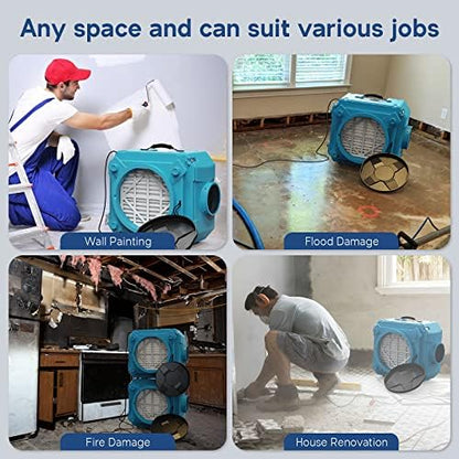 AlorAir CleanShield HEPA 550 - Heavy Duty Commercial Air Scrubber HEPA Filter System, 25' Power Cord with Lighted End and Roto-Molded Unbreakable Housing Air Cleaner, cETL Listed, Blue (Pack of 8)