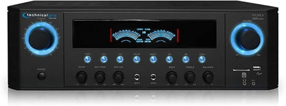 Professional Home Stereo Receiver with USB and SD Card Inputs, MP3 (AUX), 1000 Watts, 2 Mic Inputs, Recorder, Wireless Remote, FM Digital Tuner