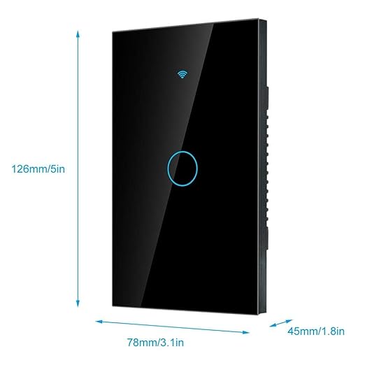 Switch, Remote Switch with Highly Sensitive Touch Keys, Suitable for 1-Way AC(Black)