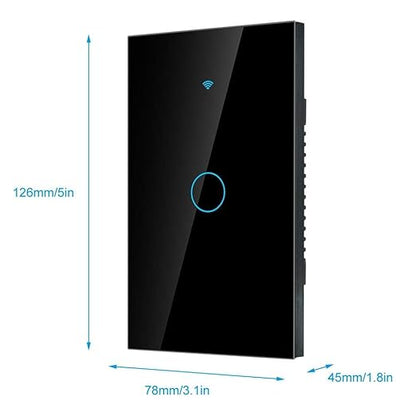 Switch, Remote Switch with Highly Sensitive Touch Keys, Suitable for 1-Way AC(Black)