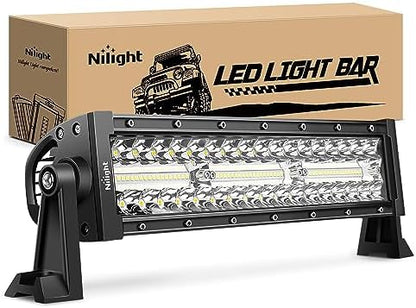 Nilight LED Light Bar 13.5 Inch Triple Row Spot Flood Combo 96LEDs Fog Driving Work Backup Bumper Lighting for Off-Road Truck SUV ATV UTV