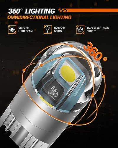SEALIGHT 194 LED Bulb 6000K White, License Plate Light, Dome Light, T10 168 2825 W5W 3030 Bright Chips Wedge for Replacement Light Bulb, Map Trunk Door Courtesy Dash LED Light Bulb,Pack of 2