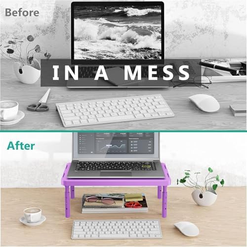 WALI Computer Monitor Stand for Desk, Adjustable Laptop Riser, up to 44 lbs