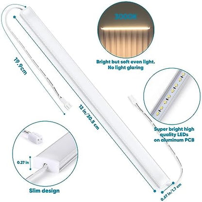 Litever Under Cabinet Lighting Kit. 6 Lights with Power Plug Dimmer. 3000K