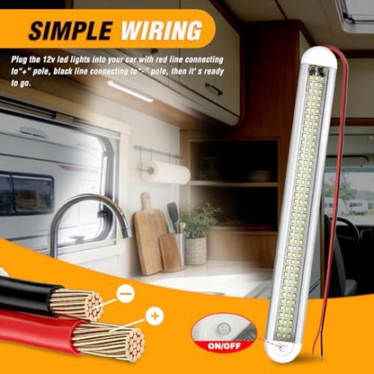 Nilight LED Interior Light Bar 8PCS 12 Inch Strip Lights