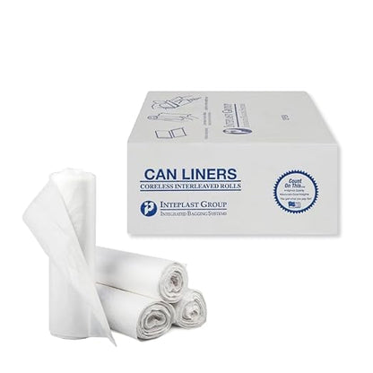 Inteplast Group S404814N 40-45 Gallon Capacity, 48" Length x 40" Width x 14 Mic Thickness, Natural Color, HDPE Commercial Coreless Institutional Trash Can Liner (Case of 10 Roll, 25 Bags per Roll)