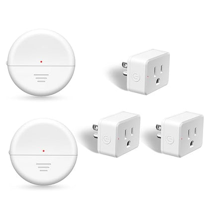 NineLeaf Wireless Motion Sensors Plug, PIR Sensor Outlet with Timer Setting to Auto Turn On/Off, Adjustable Detection Range, 15A/1500W Remote Control Plug for Christmas Lights, Fans(2Sensor 3Plugs)