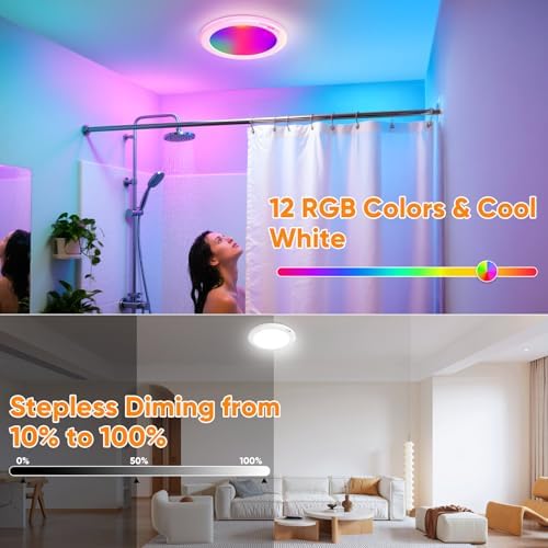 Rechargeable Motion Sensor Ceiling Light, Battery Closet Light 12 RGB Color