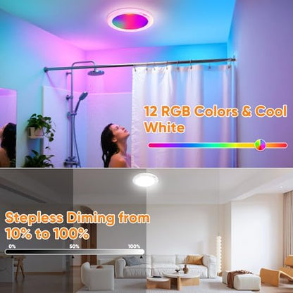 Rechargeable Motion Sensor Ceiling Light, Battery Closet Light 12 RGB Color