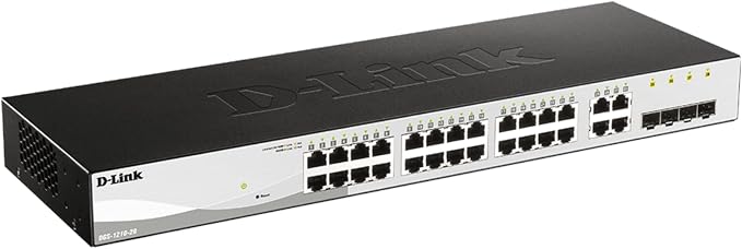 D-Link 28-Port Gigabit Smart Managed Switch | 24 GbE + 4 SFP Combo Ports | L2+ | VLANs | Cable Diagnostics | Web UI | Rackmount | Fanless | NDAA Compliant | Lifetime Warranty (DGS-1210-28)