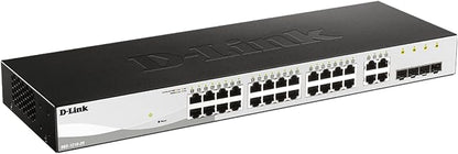 D-Link 28-Port Gigabit Smart Managed Switch | 24 GbE + 4 SFP Combo Ports | L2+ | VLANs | Cable Diagnostics | Web UI | Rackmount | Fanless | NDAA Compliant | Lifetime Warranty (DGS-1210-28)
