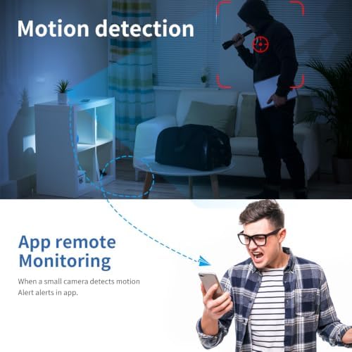 Mini WiFi Security Camera 4K HD, Portable Wireless Indoor Camera with Motion Alerts, Remote Monitoring, Local Storage Support, Compact Camera for Home, Pets, Office and Travel