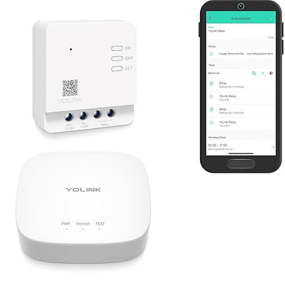 YoLink Super Long Range Smart Relay - Compatible with Alexa, Google, and IFTTT - Max. 5 Amps - Hub Included