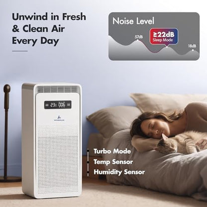 Pure Air PA6 Smart Wozoyo Air Purifier for Large Rooms, AHAM VERIFIDE, Covers 2723 ft², 363 CFM, H13 HEPA, Filters PM2.5, Odors, PM Display, Turbo Mode, App & Voice Control