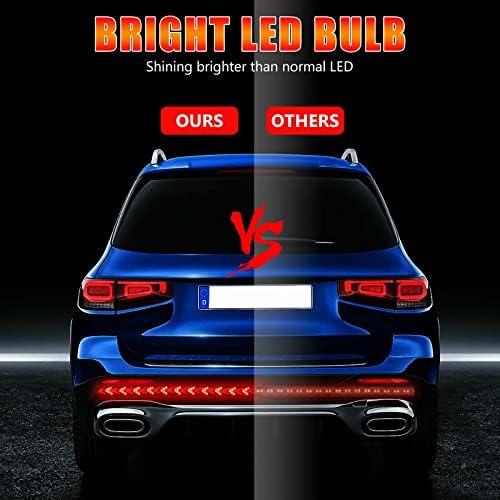 60 Inch Arrow 528smd LED Truck Tailgate Light Bar Strip, Amber Sequential Turn Signal, RED Strobe Warning Brake Light Kit