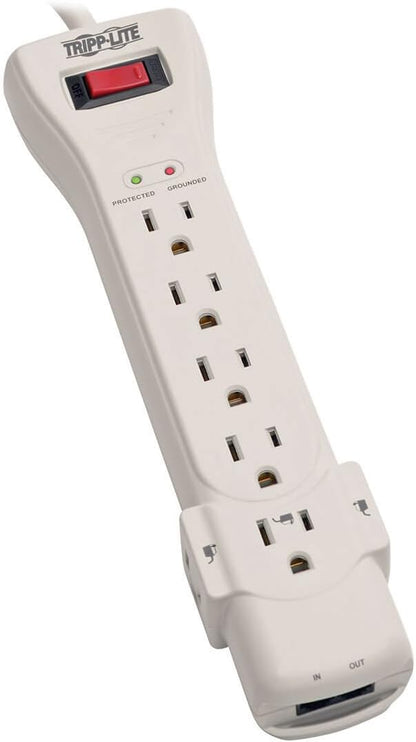 Tripp Lite 7 Outlet Surge Protector Power Strip, 15ft. Extra Long Cord, Right Angle Plug, Fax/Modem Protection, RJ11, $75K Insurance & Manufacturer's Warranty (SUPER7TEL15)