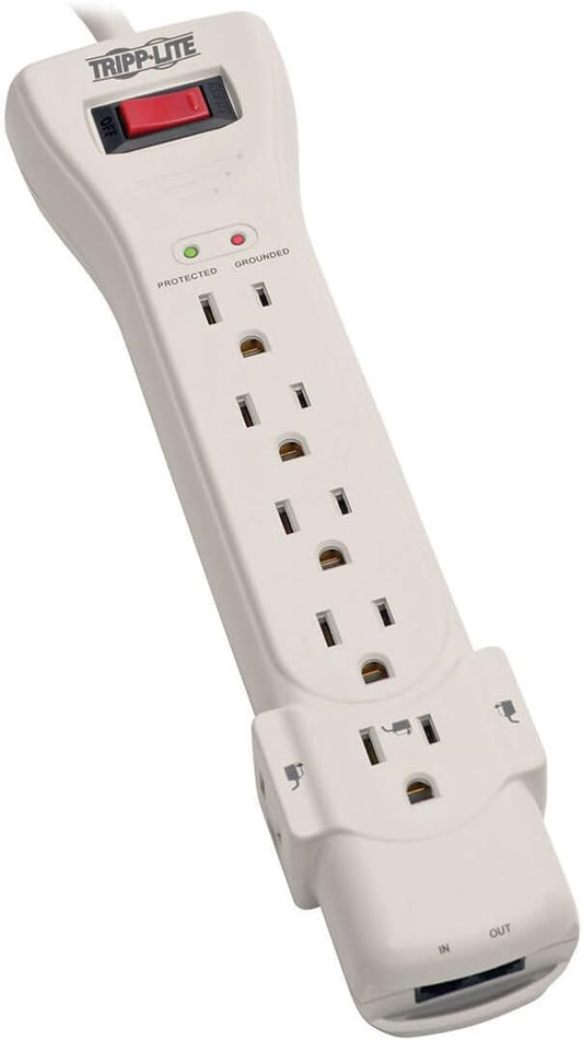Tripp Lite 7 Outlet Surge Protector Power Strip, 15ft. Extra Long Cord, Right Angle Plug, Fax/Modem Protection, RJ11, $75K Insurance & Manufacturer's Warranty (SUPER7TEL15)