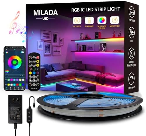 COB RGB Smart IC Strip Lights 20FT/6M UL-Color Flowing Strip Light