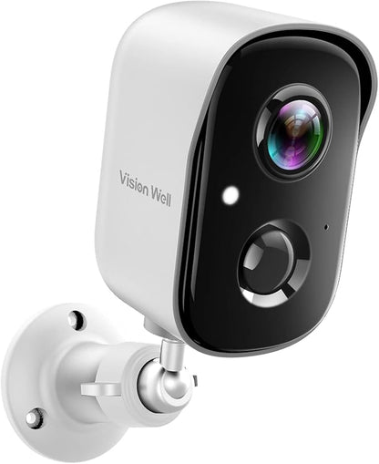 Security Cameras Wireless Outdoor, Battery Powered AI Motion Detection Spotlight Siren Alarm WiFi Surveillance Indoor Home Camera, Color Night Vision, 2-Way Talk, Cloud/SD Storage-White WiFi Camera