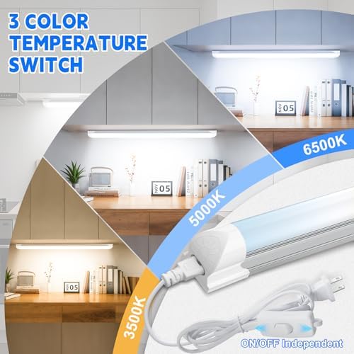 (6-Pack) CNSUNWAY LED Shop Lights 2FT, 3 Color Changing 3500K/5000K/6500K